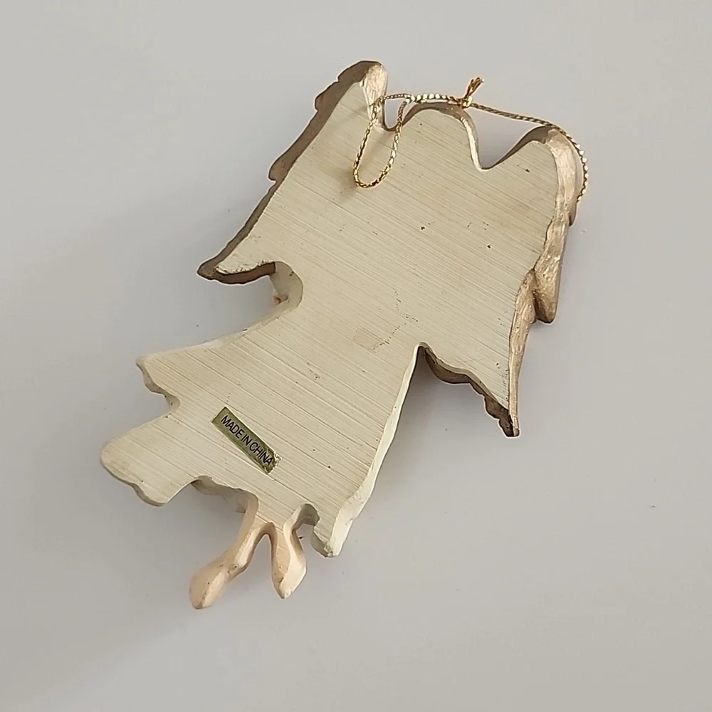 Vintage Angel Christmas Ornament Gold Wings Resin Holiday Tree Decor